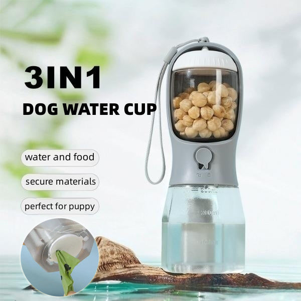 3-in-1 Dog Travel Water Bottle | Food & Waste Bag Holder | Pawmeet
